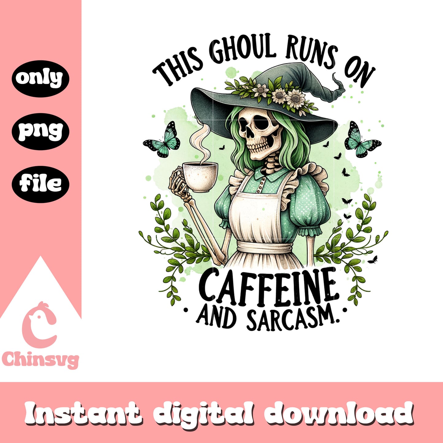 This ghoul runs on caffeine and sarcasm png, witch png