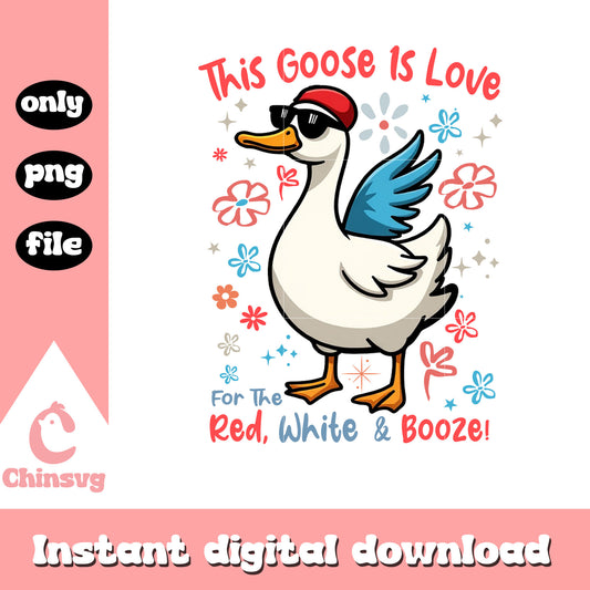This goose is love american design png, red white and booze png