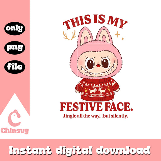 This is my festive face pink labubu png, labubu fall in wild png