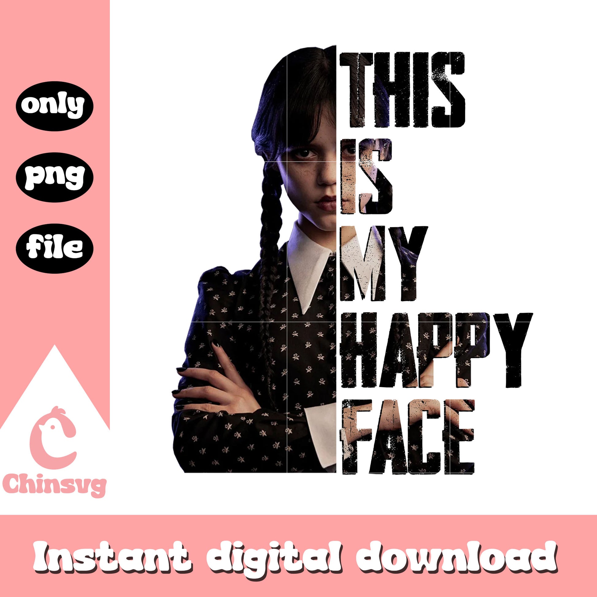 This is my happy face design png, movie wednesday addams png