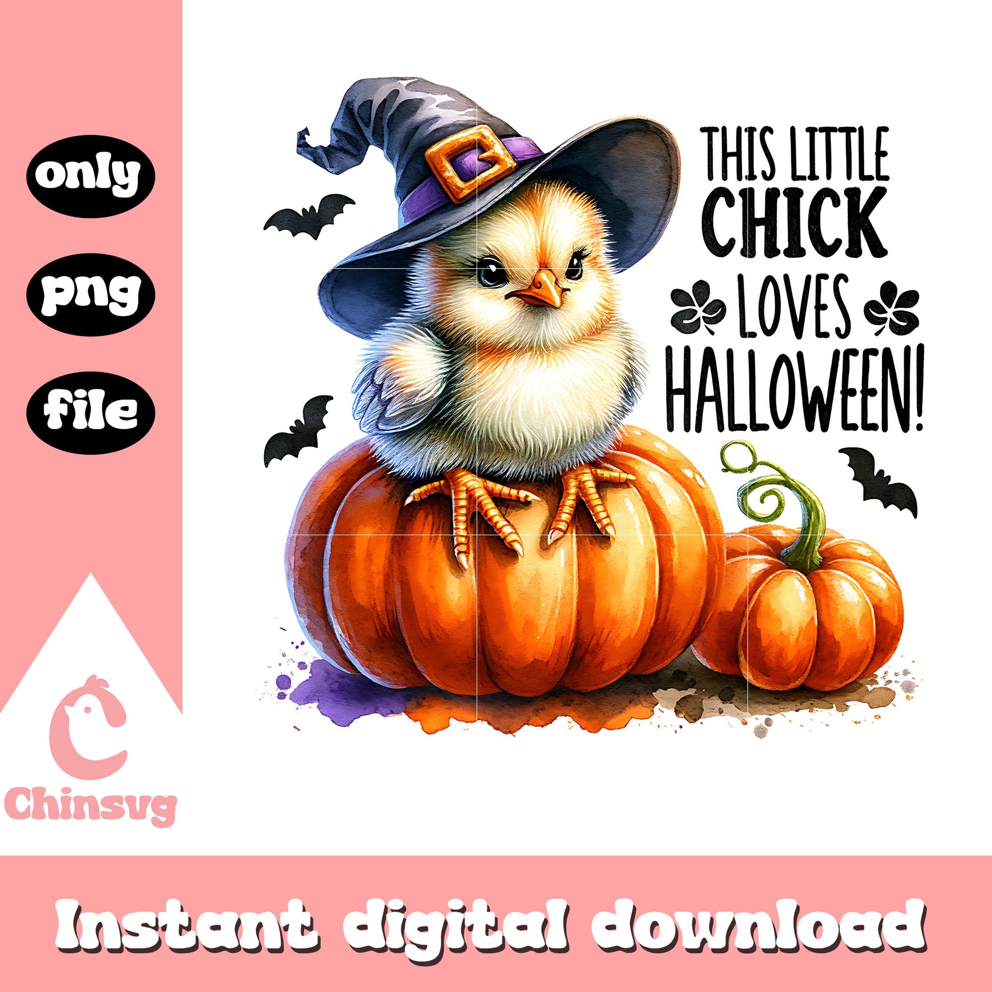 This little chick loves halloween png, witch costume png