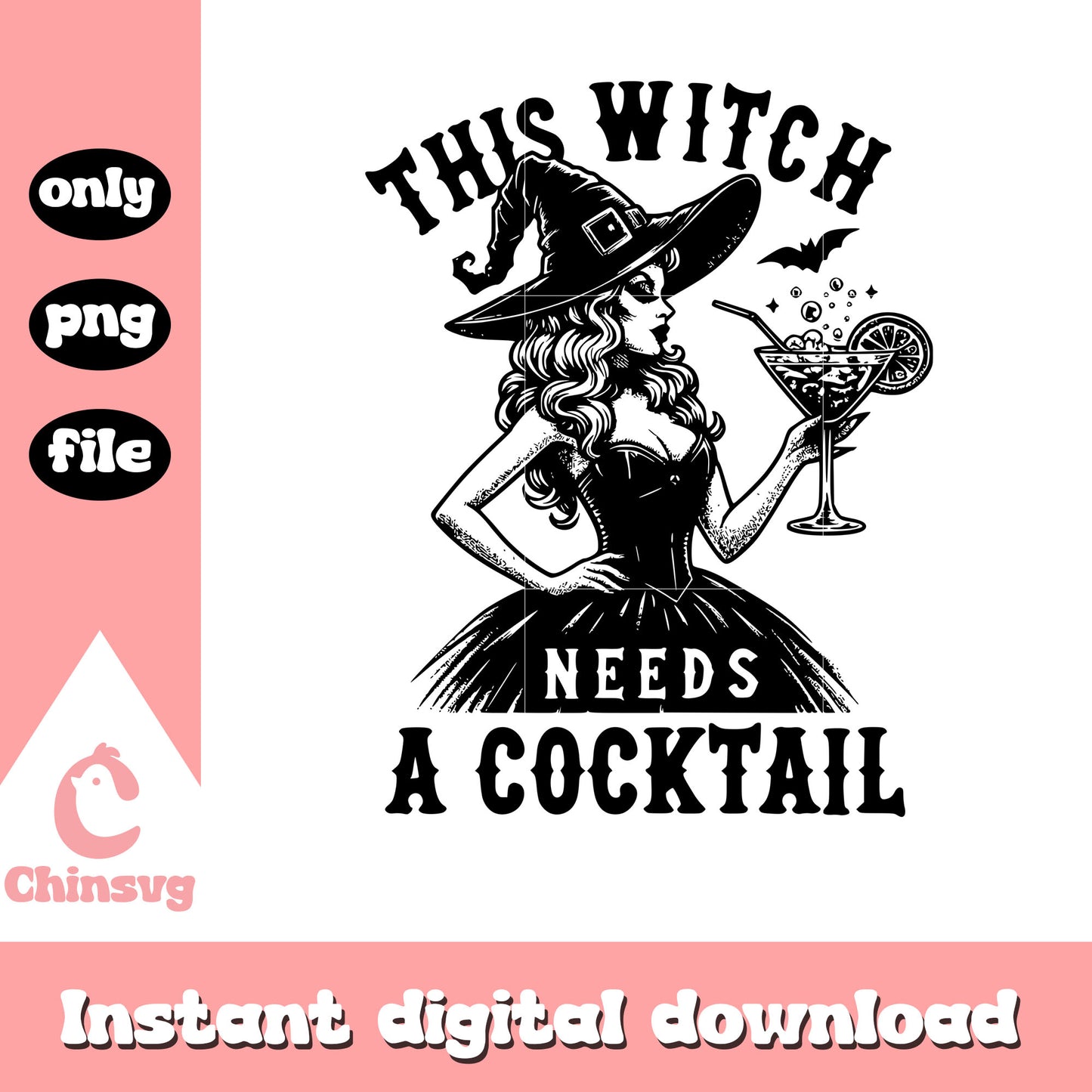 This witch needs a cocktail halloween png, horror halloween png