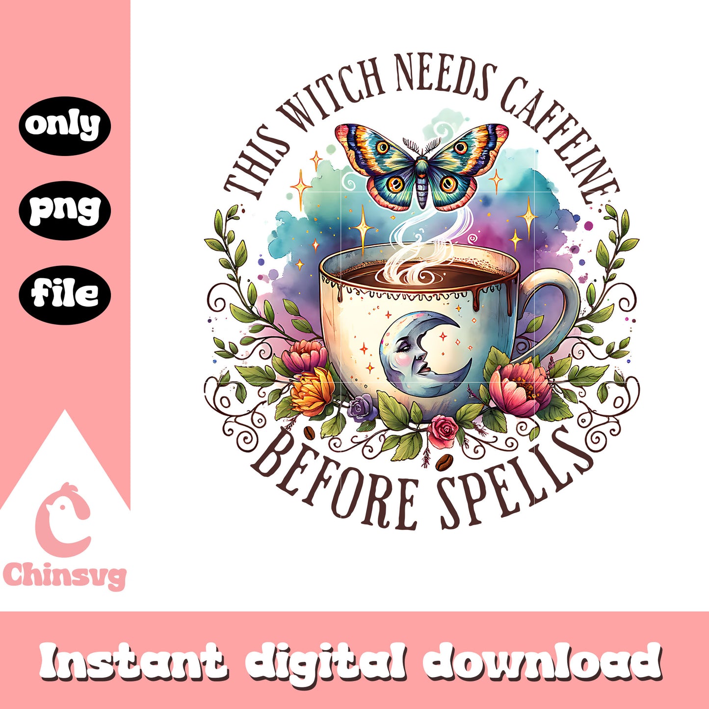 This witch needs caffeine before spell png, drink coffee png