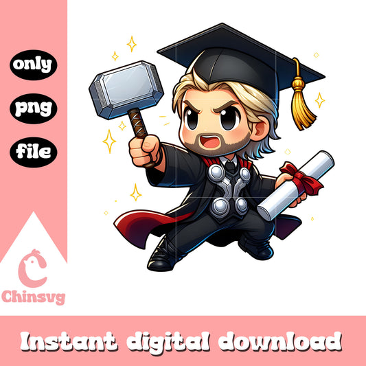 Thor marvel chibi graduation day design png, garduation day png
