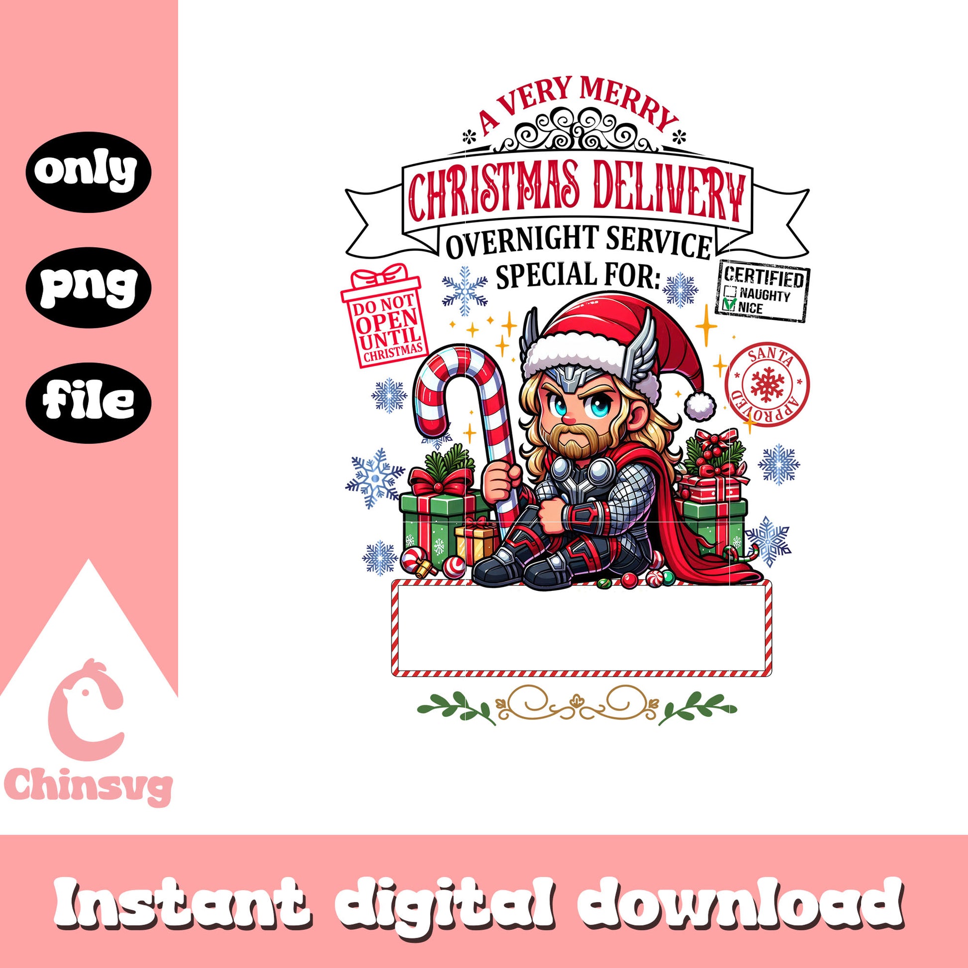 Thor very merry christmas delivery png, thor avengers png