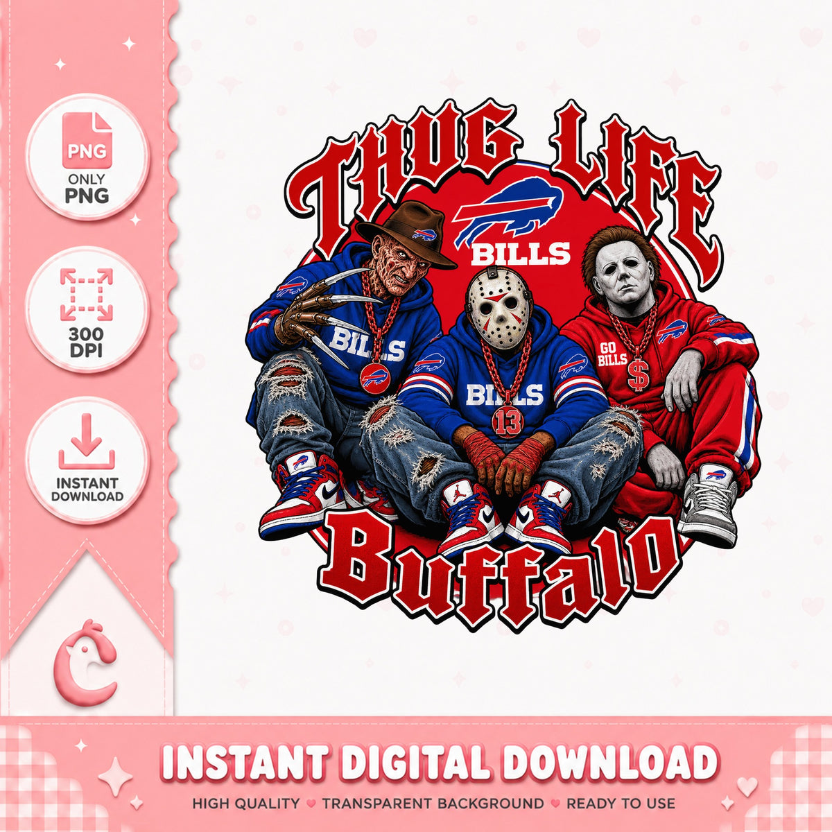 Thug Life Buffalo Bills PNG, Horror Movie Characters, Football PNG