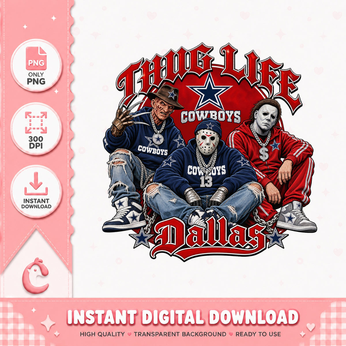Thug Life Dallas Cowboys PNG, Horror Movie Characters, NFL PNG