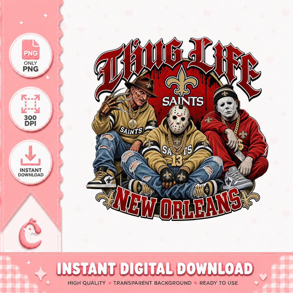 Thug Life New Orleans Saints PNG, Horror Characters PNG, NFL PNG