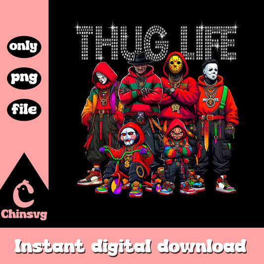 Thug life all the killers street style png, all the horror movie characters png
