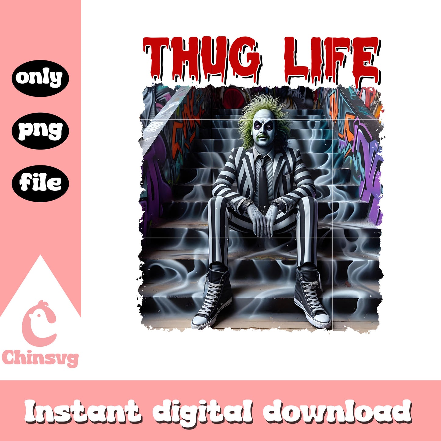 Thug life beetlejuice character clipart png, beetlejuice movie png