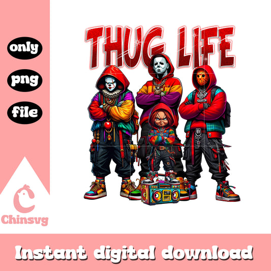 Thug life chucky michael jason pennywise boombox png, all the horror characters png