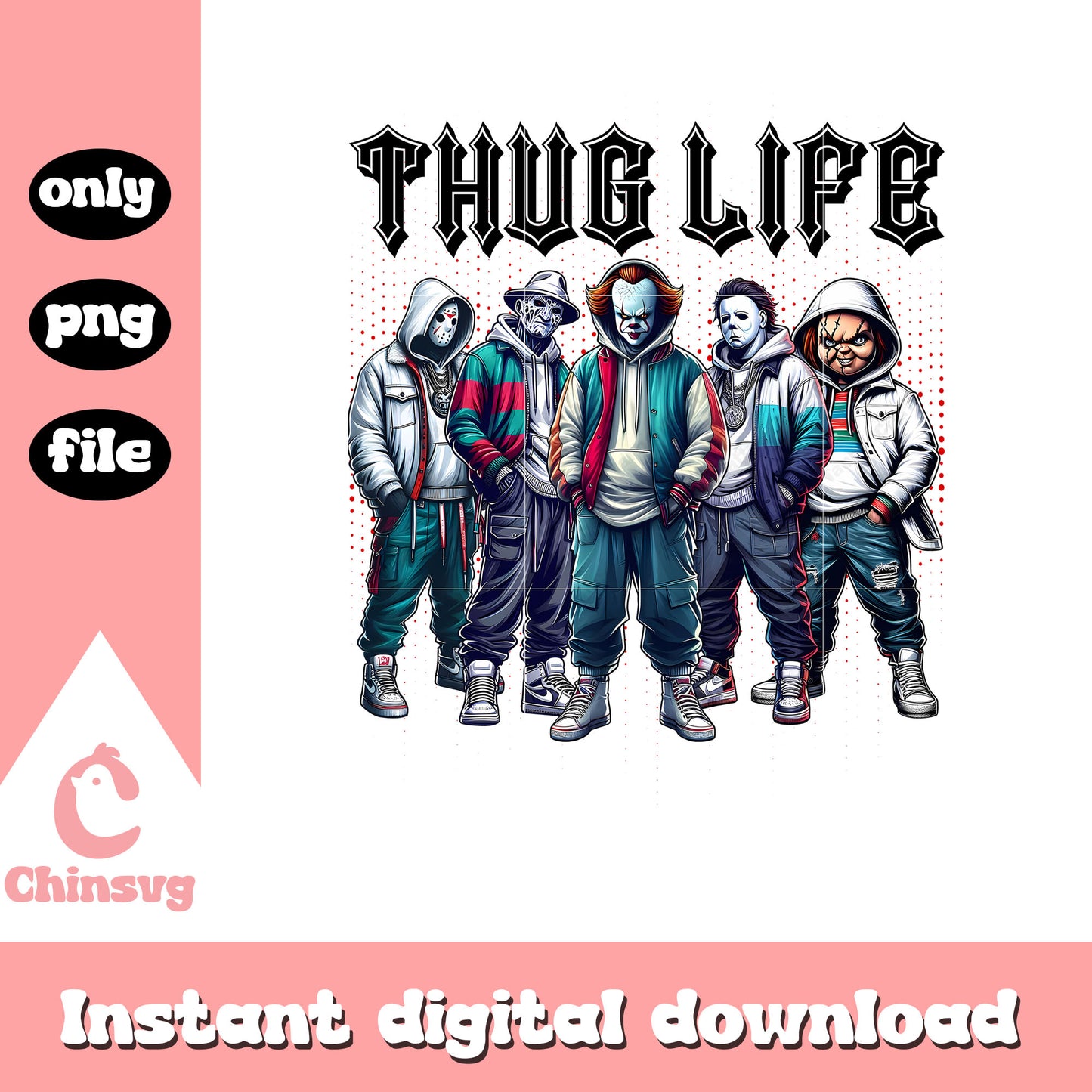 Thug life for spooky halloween png, all horror movie characters png