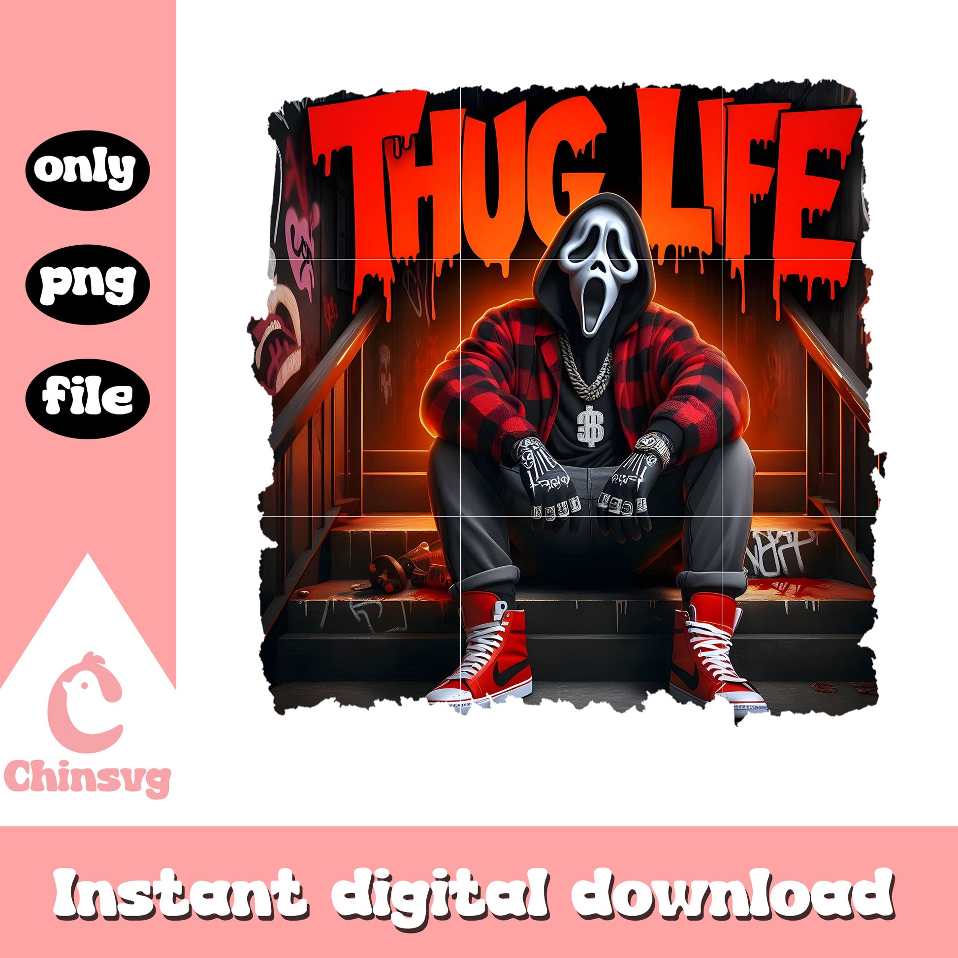 Thug life ghostface blood horror png, ghostface character png