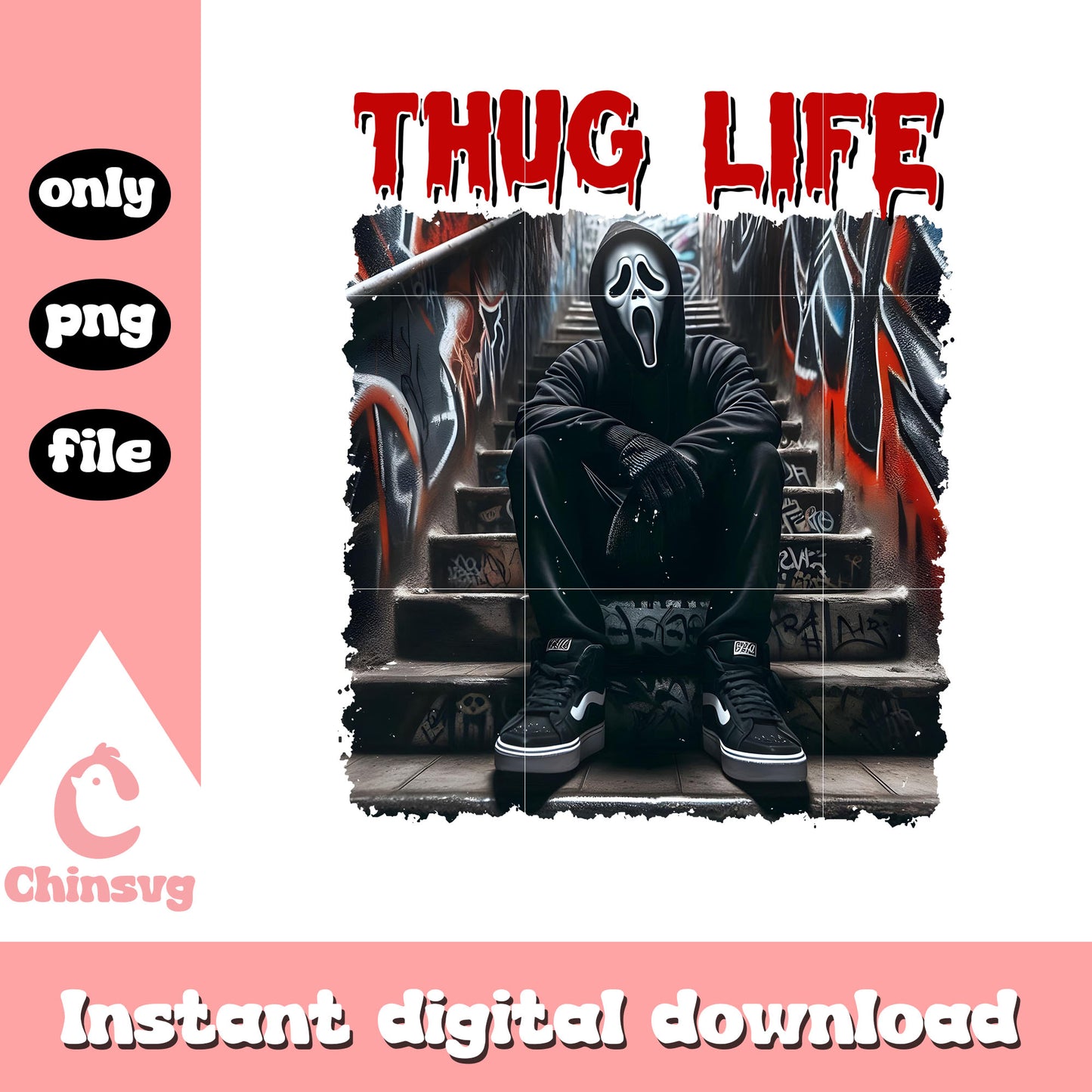 Thug life ghostface character clipart png, ghostface movie png