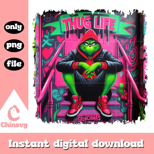 Thug life grinchmas pink vibe png, thug life grinch png