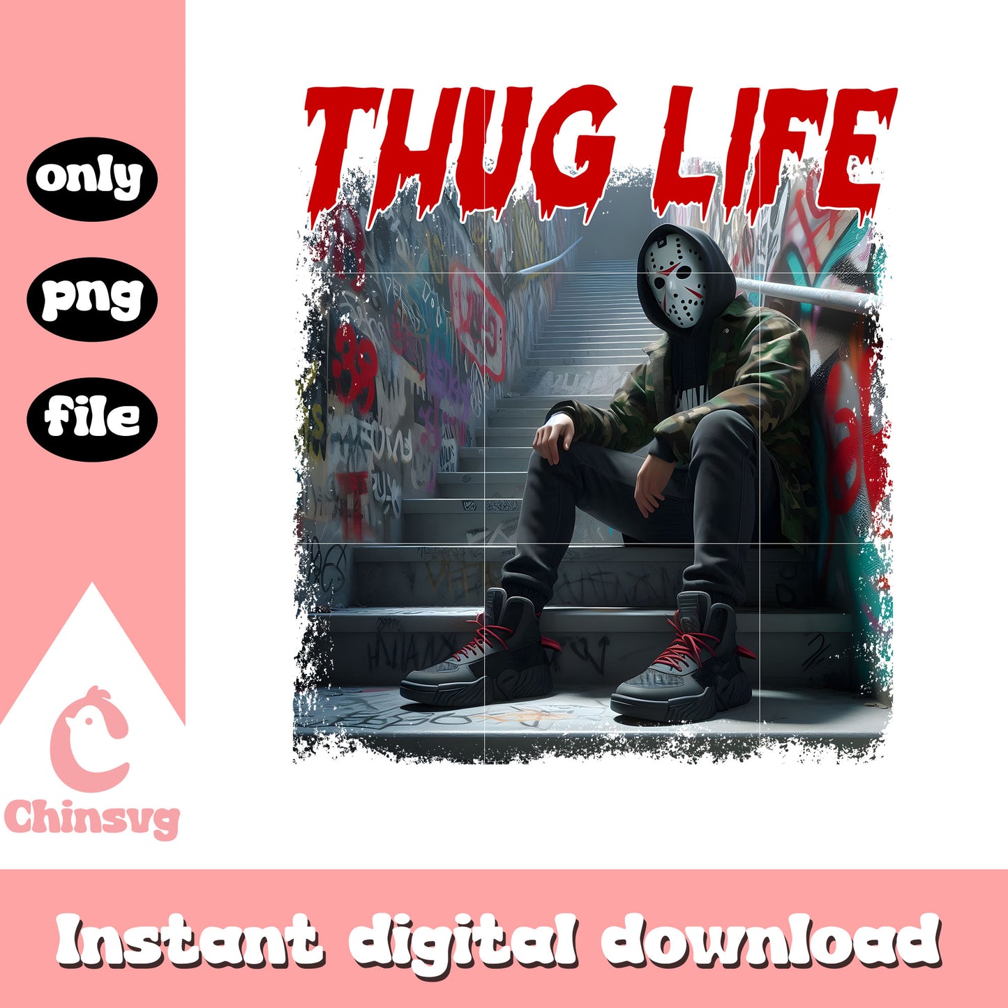 Thug life jason voorhees garphic design png, jason horror png