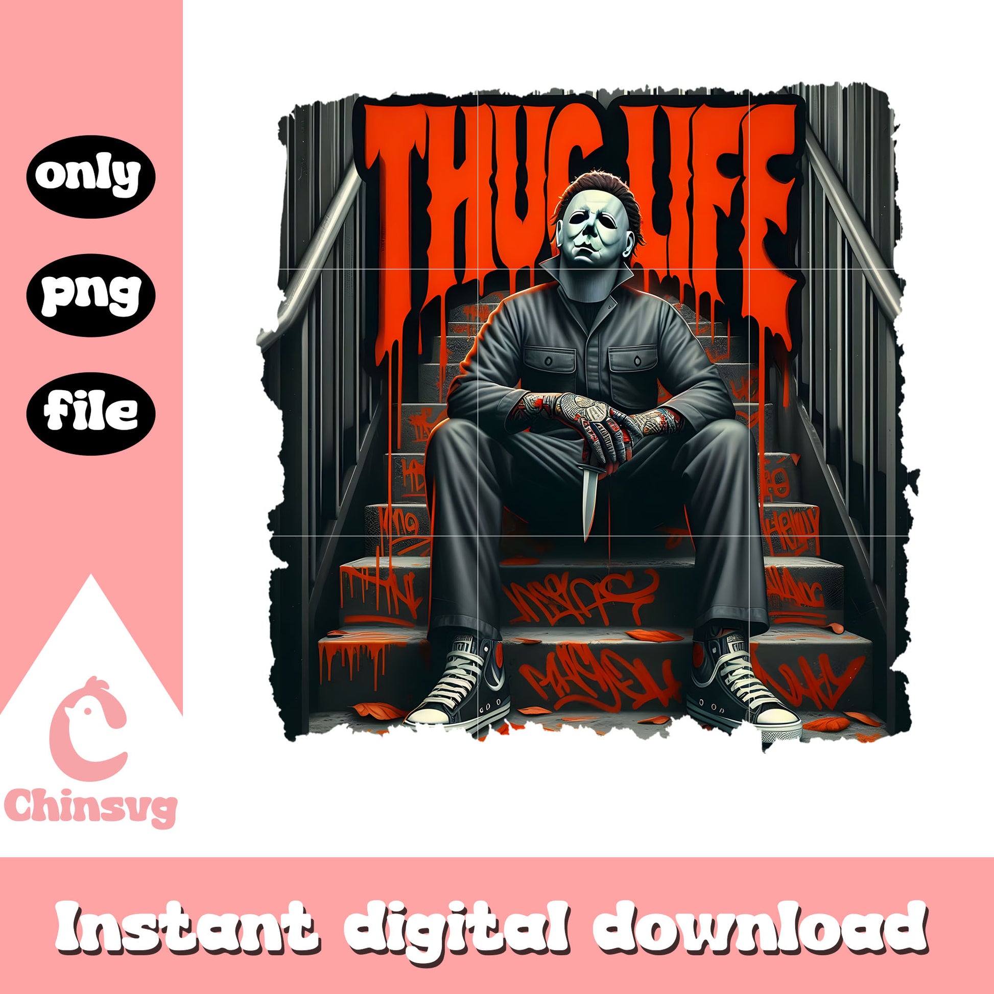 Thug life michael myers blood horror png, michael myers character png