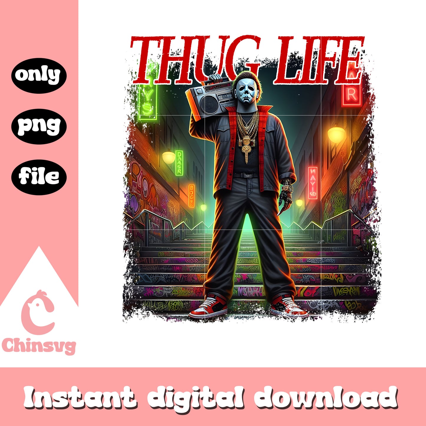 Thug life michael myers gangster hiphop boombox png, myers png