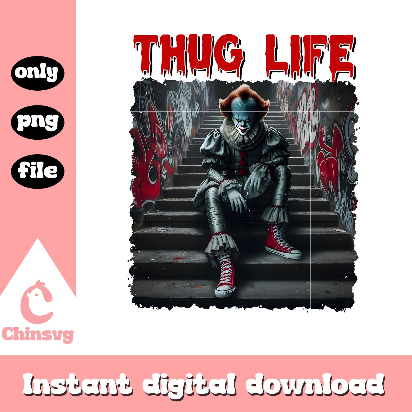 Thug life pennywise character clipart png, pennywise movie png
