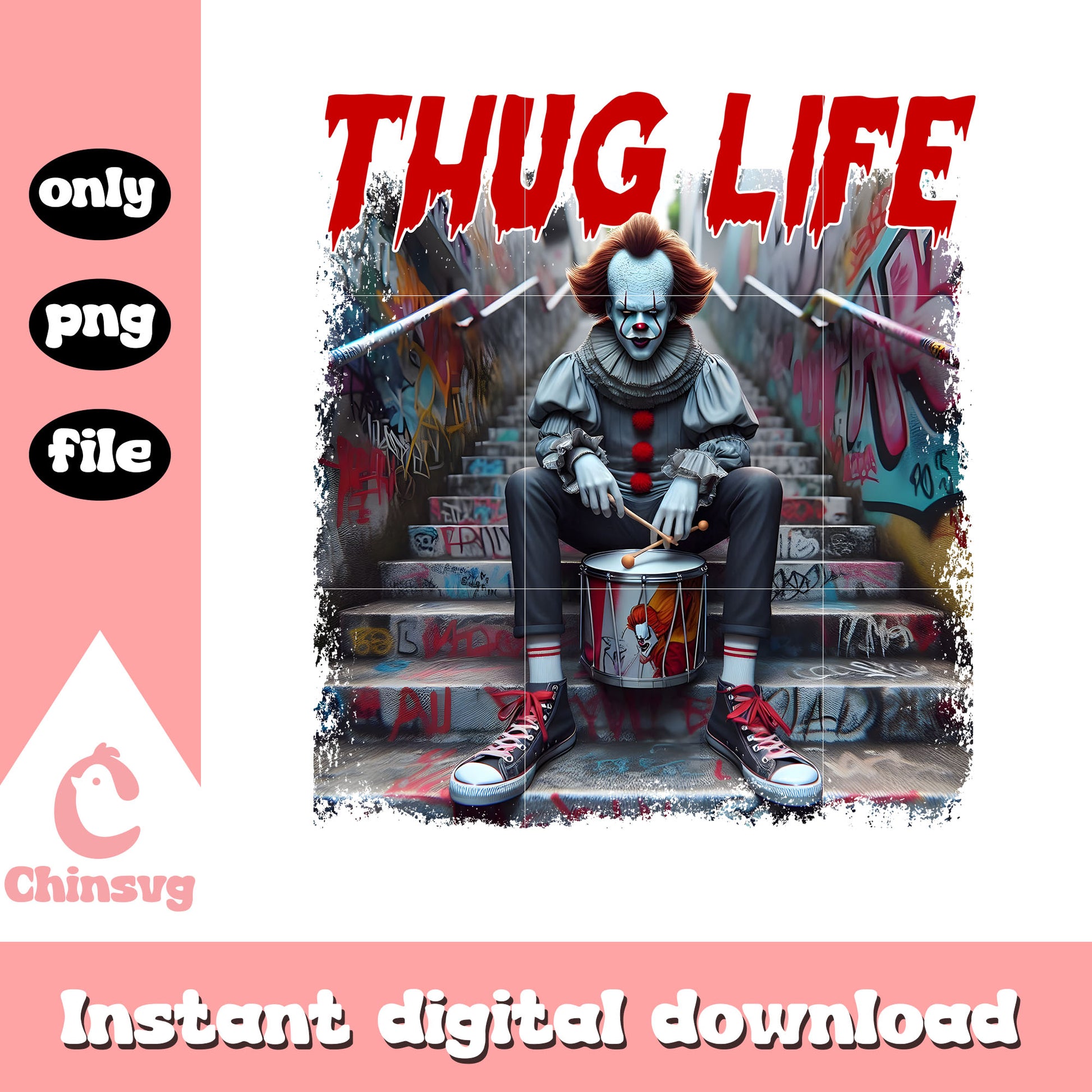Thug life pennywise graphic design png, pennywise png