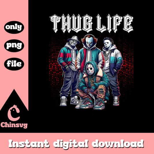 Thug life pennywise jason michael freddy png, all horror characters png