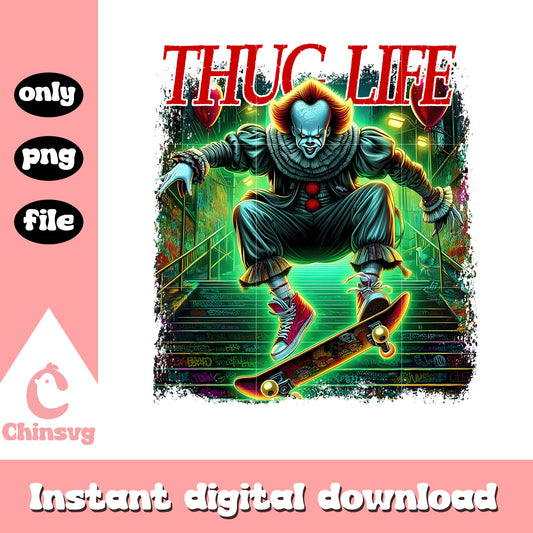 Thug life pennywise skateboarding design png, pennywise movie png