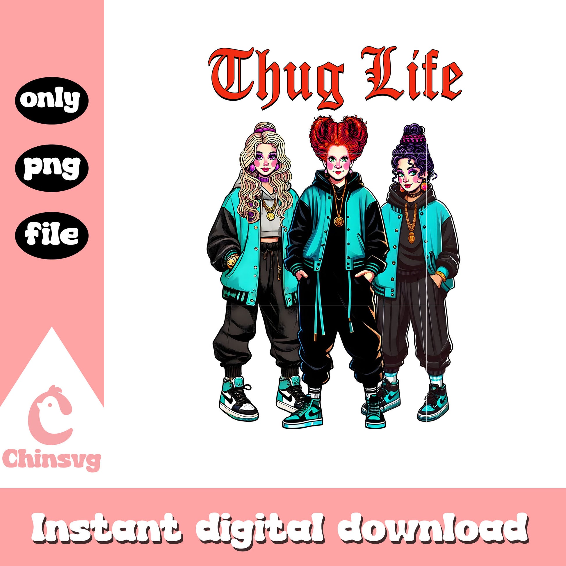 Thug life sanderson sisters graphic design png, sanderson sisters png