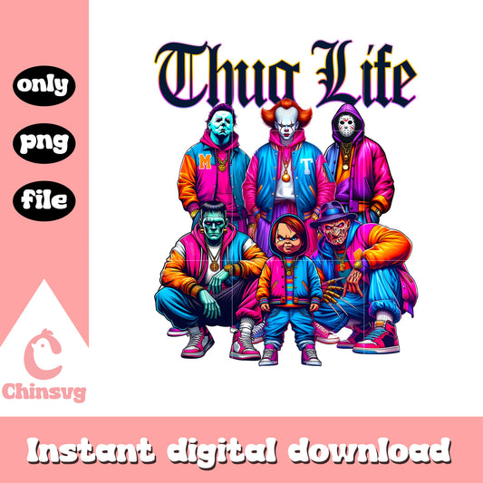 Thug life spooky characters colorful art png, horror character names png