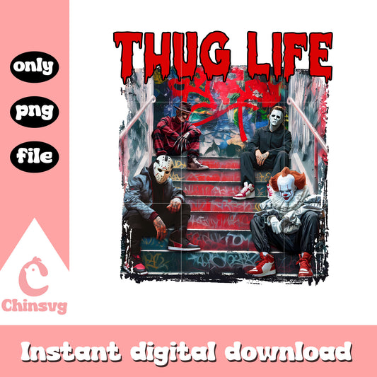Thug life spooky characters streetwear png, horror movies characters png