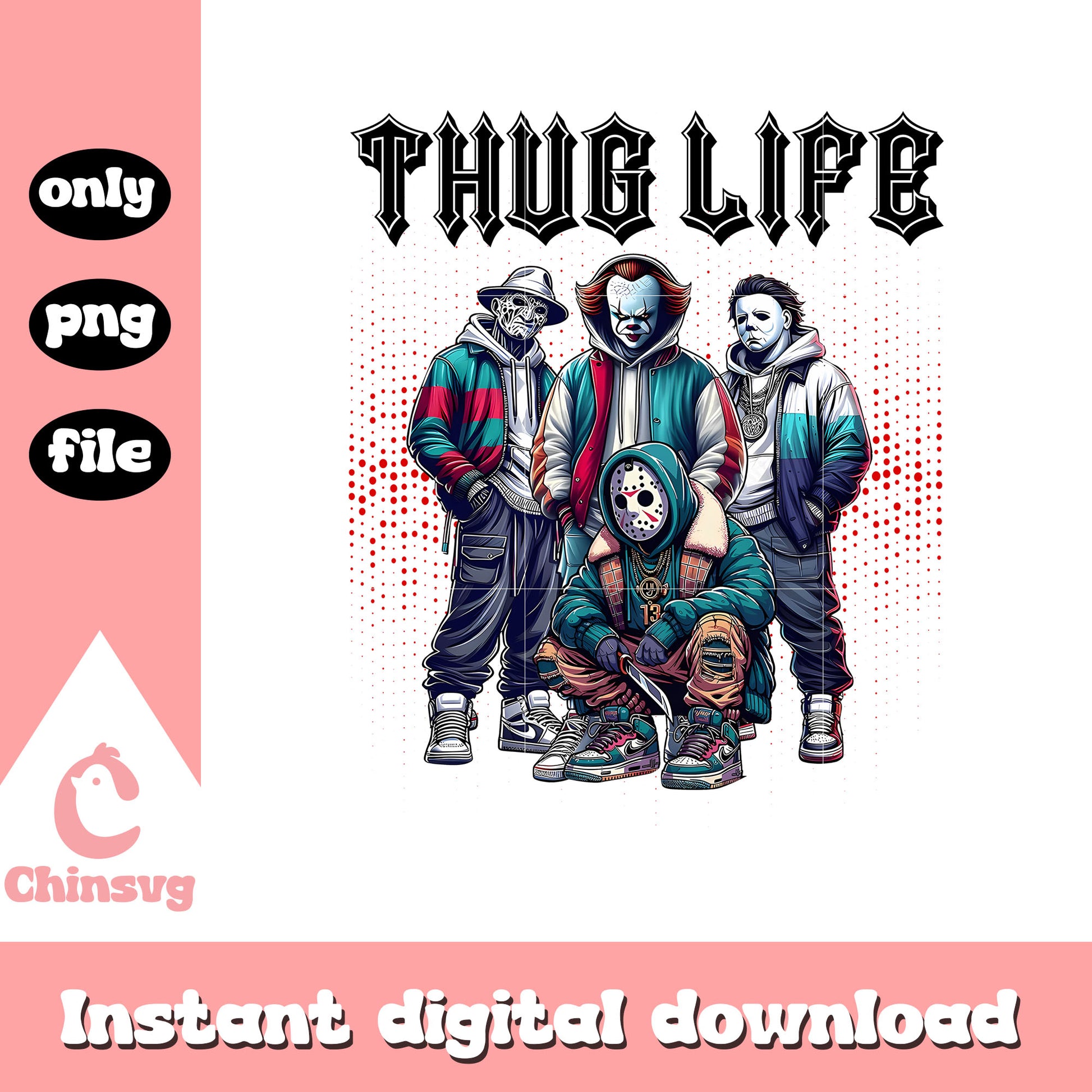 Thug life spooky movies gangster png, famous horror movie characters png