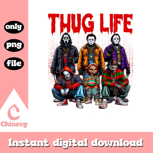 Thug life spooky red blood font png, classic horror characters png