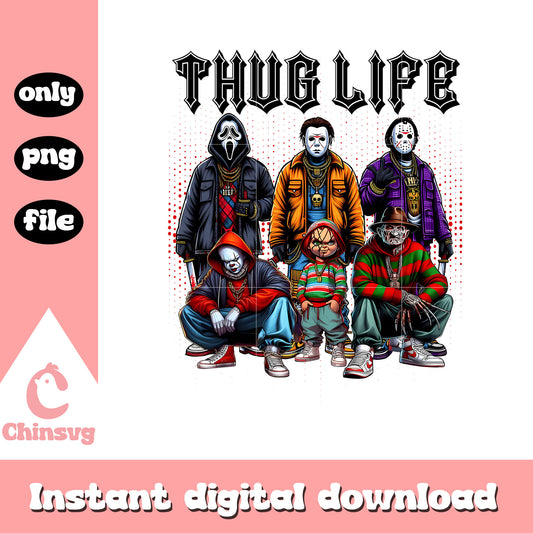Thug life spooky streetwear black font png, character horror movies png