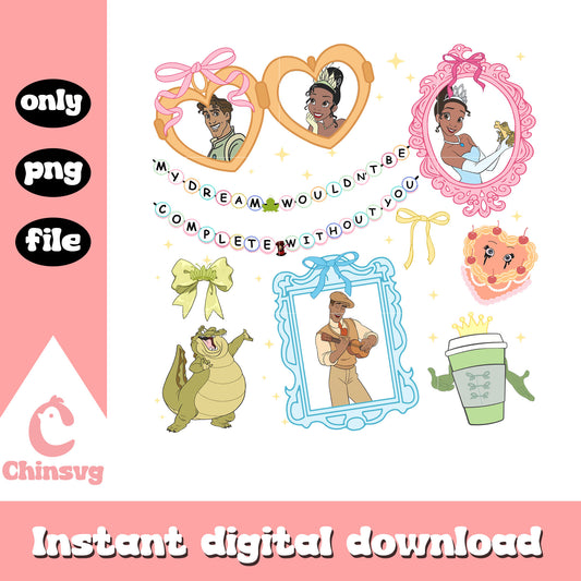 Tiana & Naveen disney couple png, disney princess png, couple png