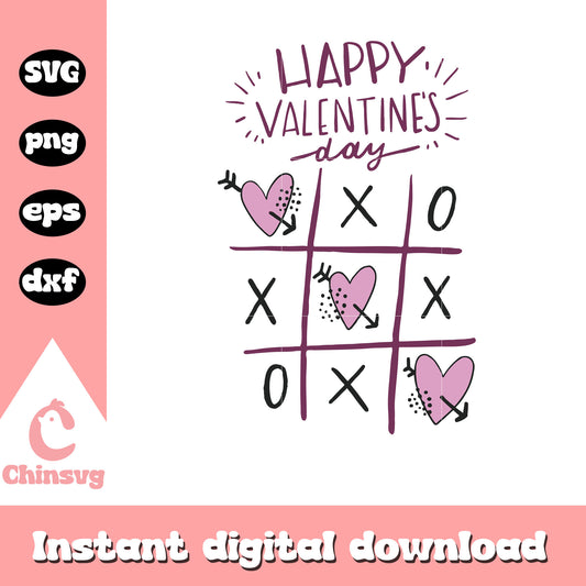 Tic tac toe happy valentine's day svg, tic tac toe svg, valentine svg