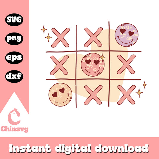 Tic tac toe smiley emoji valentine svg, smile emoji svg