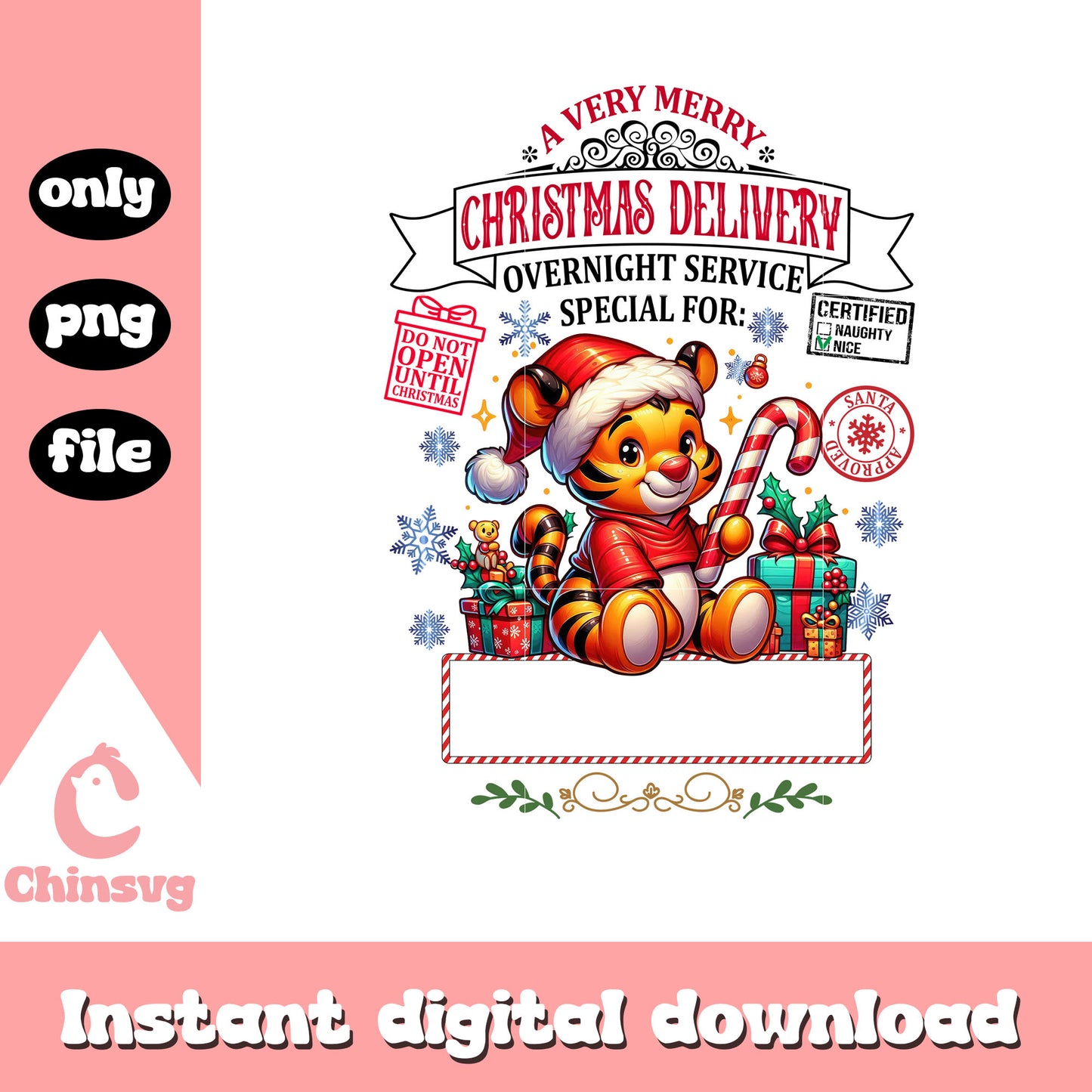 Tiger bear very merry christmasdelivery png, pooh bear png