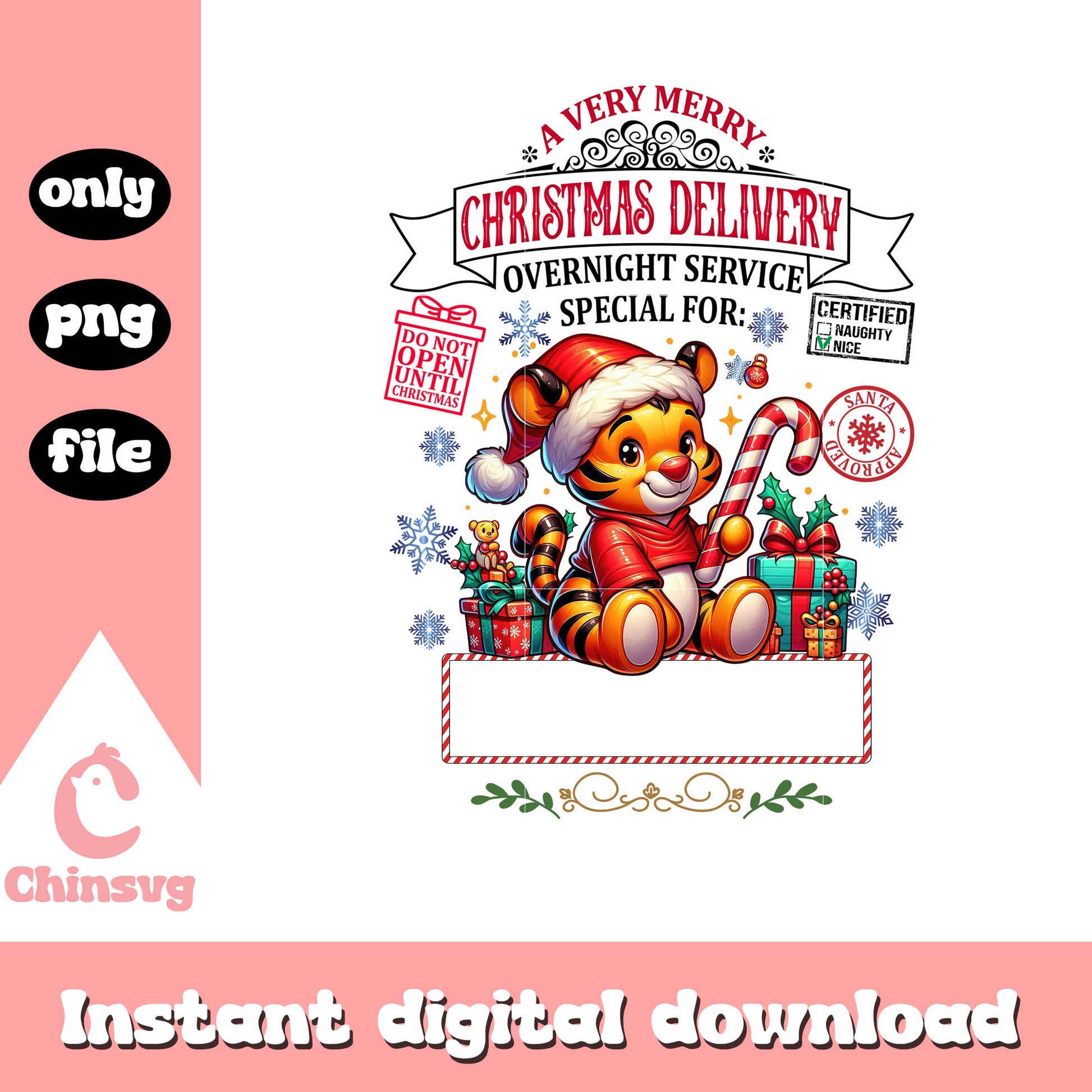 Tiger bear very merry christmasdelivery png, pooh bear png