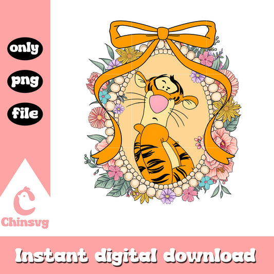 Tiger character character mirror design png, winnie the pooh png