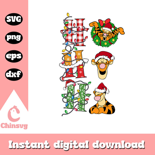 Tiger character hohoho christmas text svg, disney tiger svg