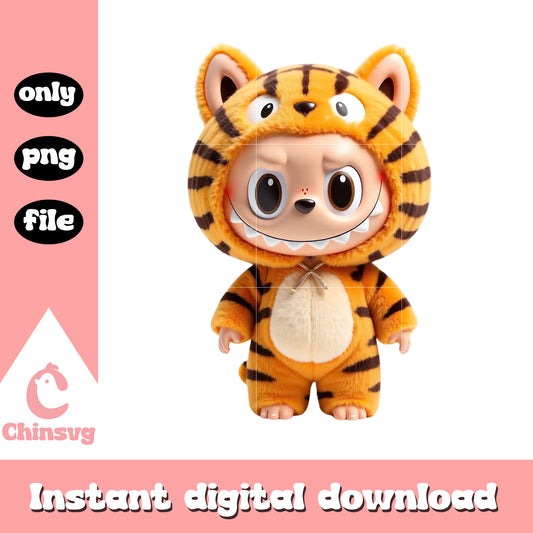 Tiger labubu clothes design png, labubu png, labubu dolls png