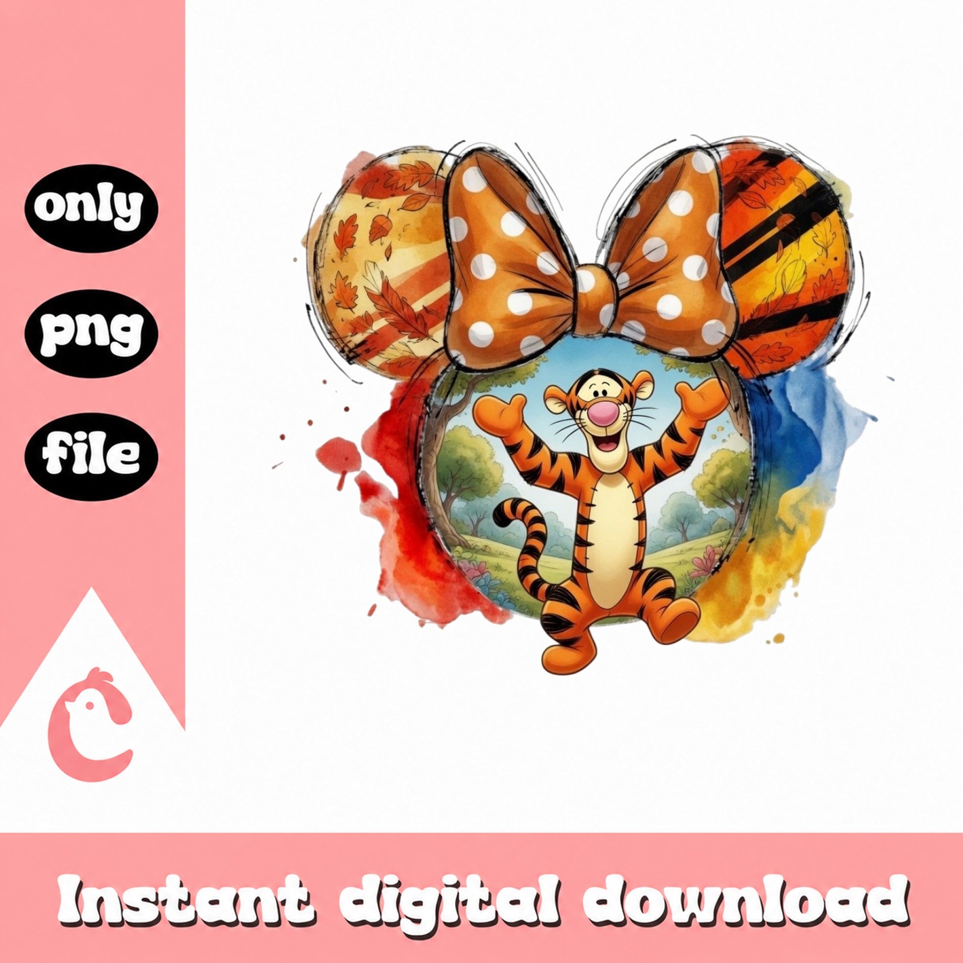 Tigger Mickey Ears Bow Fall PNG, Disney Winnie The Pooh PNG, Autumn PNG