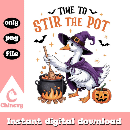 Time to stir the pot halloween design png, goose halloween png