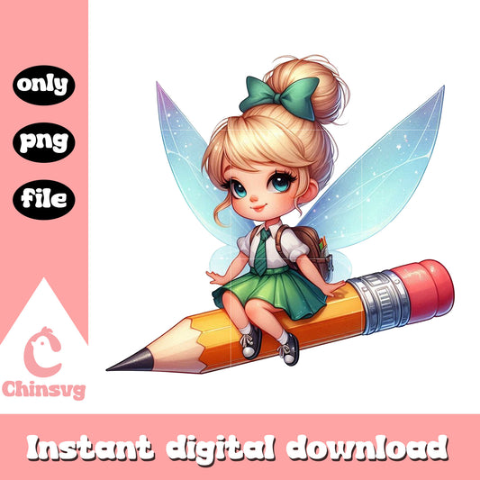 Tinker Bell drive pencil go to school png, disney princess png
