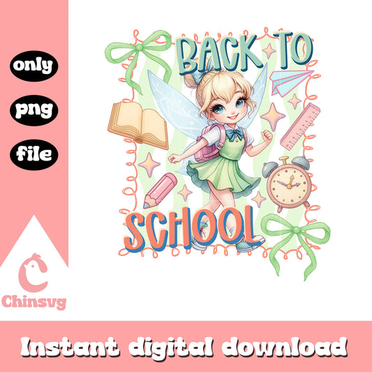 Tinkerbell back to school coquette clipart png, tinkerbell disney png