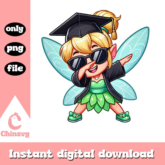 Tinker bell design day graduation png, tinker bell design png 