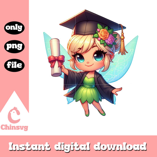 Tinker bell disney graduation png, graduation day design png 