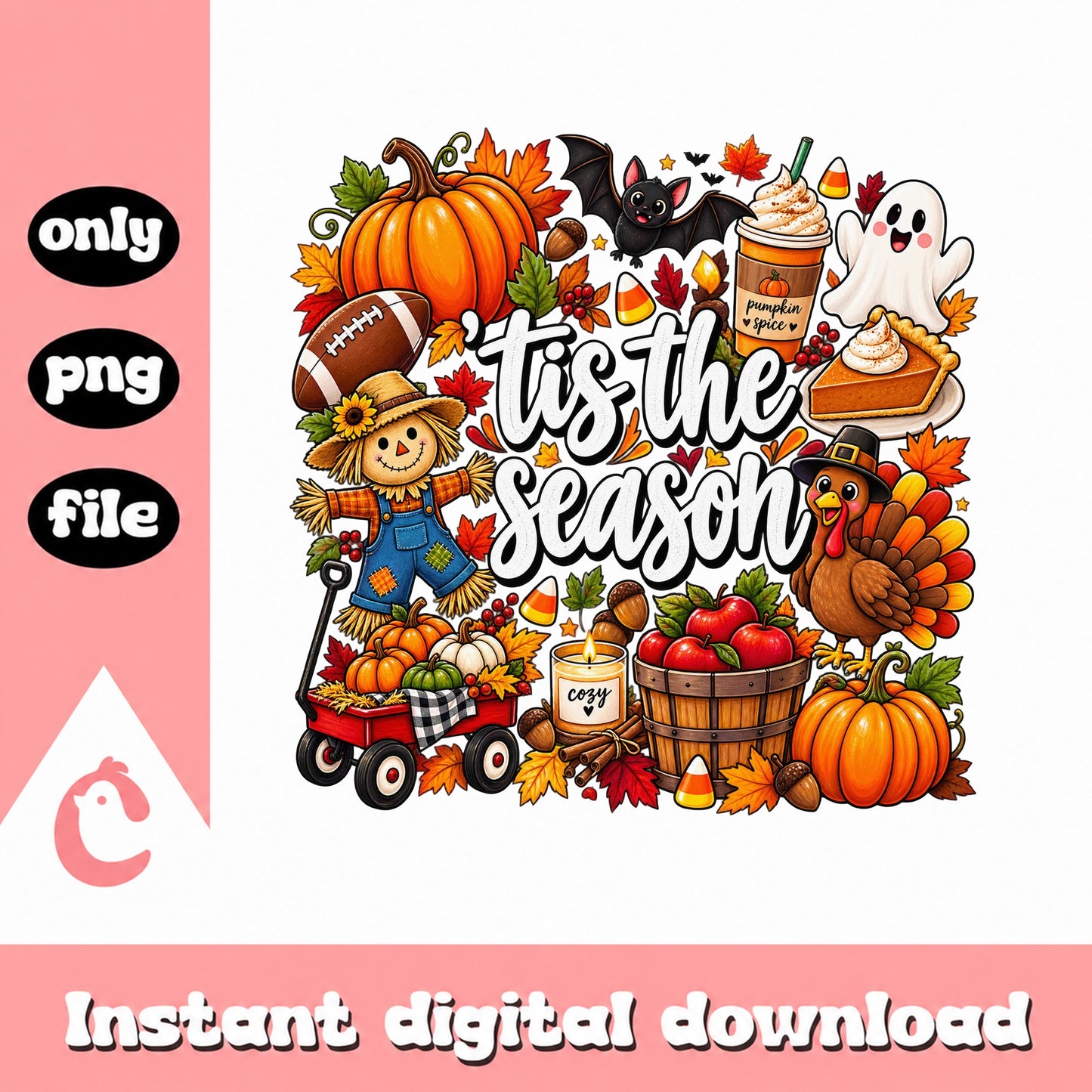 Tis The Season Fall Autumn Clipart, Thanksgiving PNG, Halloween PNG