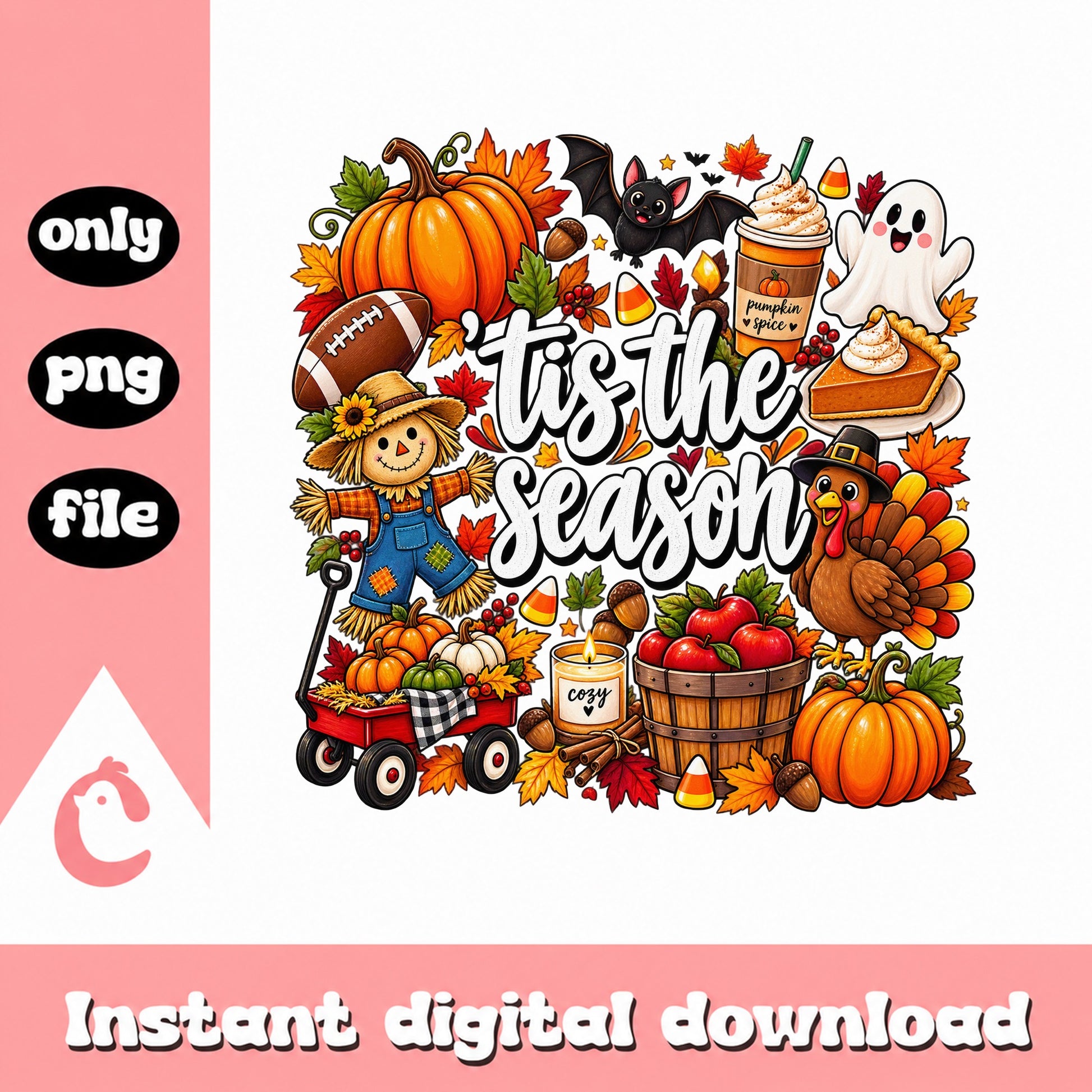 Tis The Season Fall Autumn Clipart, Thanksgiving PNG, Halloween PNG