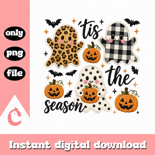Tis The Season Halloween Ghost PNG, Pumpkin Ghost PNG, Spooky Season PNG
