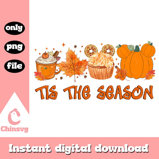 Tis the season autumn vibes design png, autumn season png